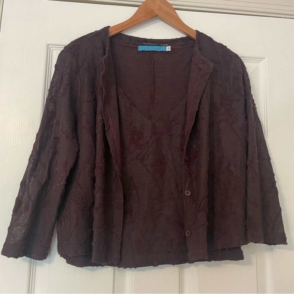 Johnny Was Deep Purple Cardigan & Tank Top Set - Picture 6 of 11